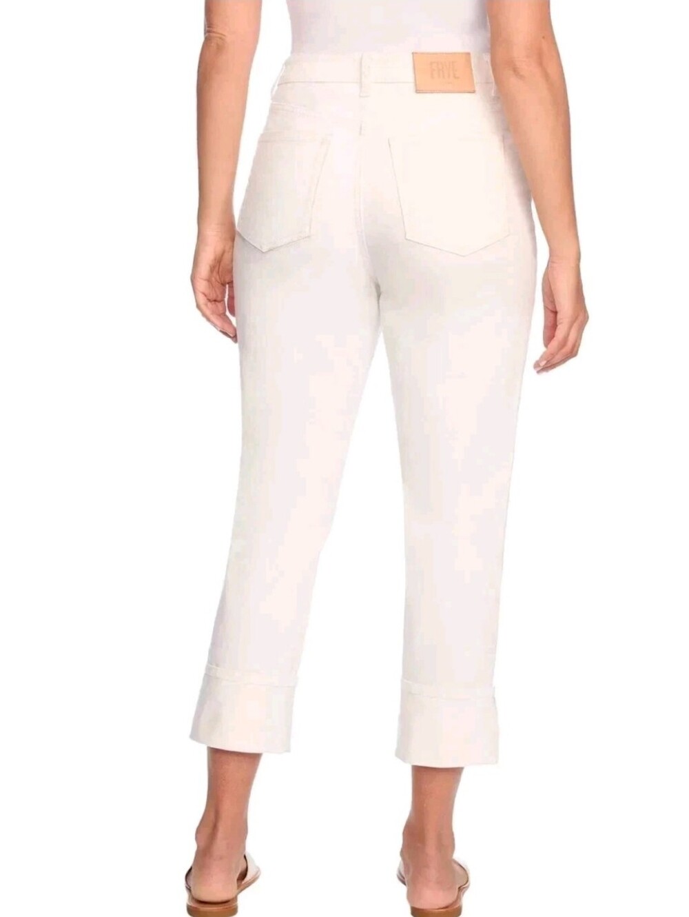 Frye Women's Cuffed Crop Jean - White